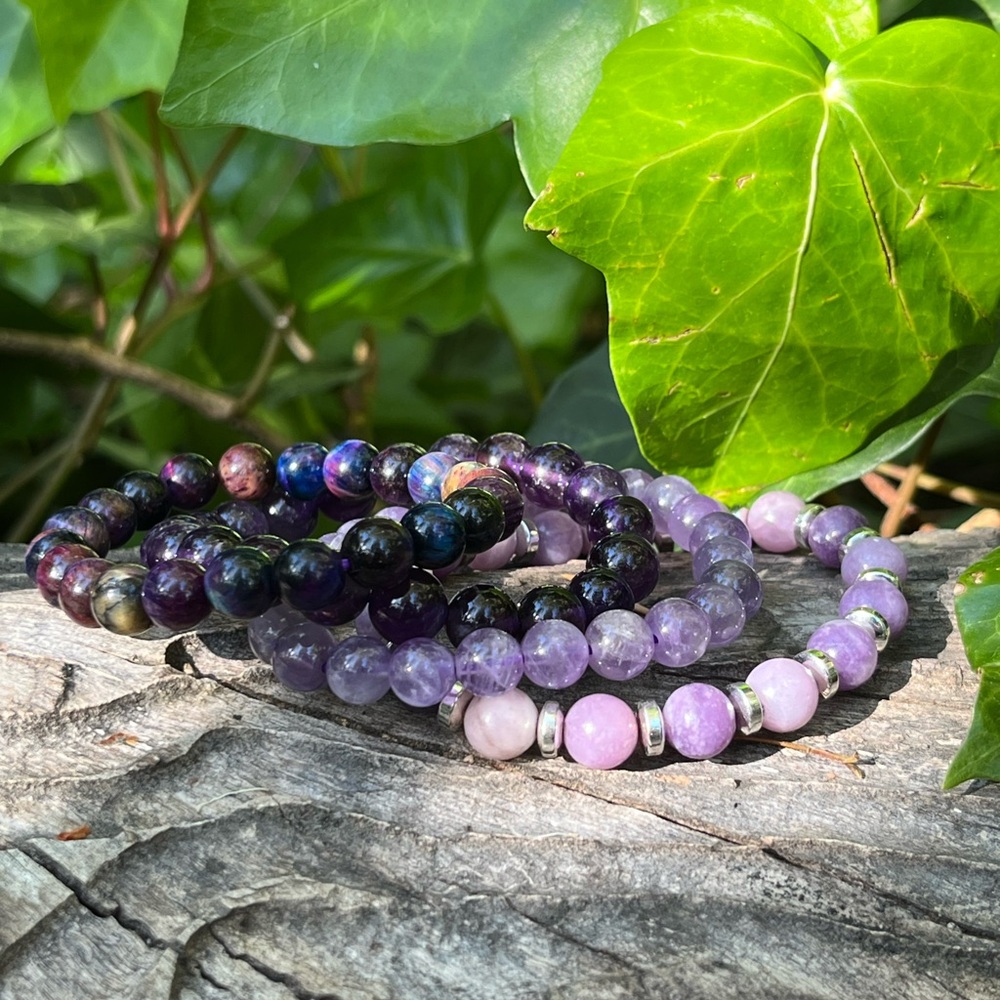 8mm 4 pieces of purple bracelets